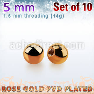 xbtt5g pack 10 bolas acero 316l pvd oro rosa 5mm rosca distribuidor