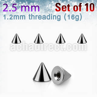 xcon25 pack 10 conos acero quirurgico brillo espejo 2 5mm rosca al por mayor