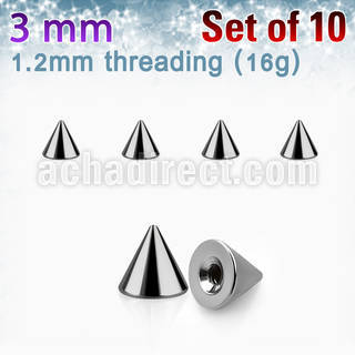 xcon3 pack of 10 pcs of 3mm high polished 316l steel cones