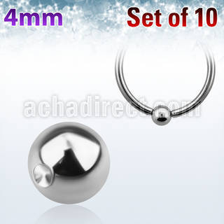 xdpb4 pack 10 bolas hendiduras acero 316l brillo espejo 4mm anillos cierre bola puede utilizarse lados distribuidor mayorista