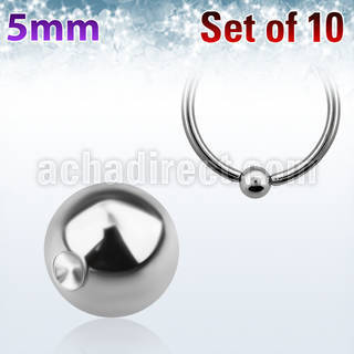 xdpb5 pack 10 bolas hendiduras acero 316l brillo espejo 5mm anillos cierre bola puede utilizarse lados distribuidor
