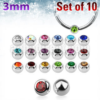 xdpbc3 3mm steel ball closure ring ball w bezel set crystal