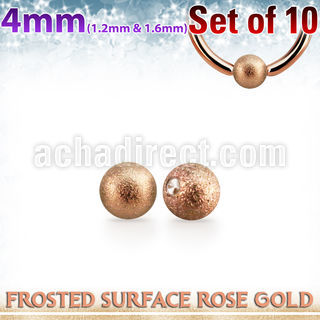 xdpfobr4 set w 10 4mm rose gold steel dimple balls frosted surface