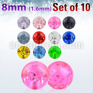 xgtb8 pack 10 bolas acrilicas glitter 8mm rosca mayorista