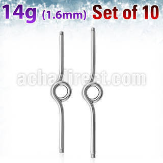xinb14g pack 10 barbell industrial loop con aro acero quirurgico mayorista