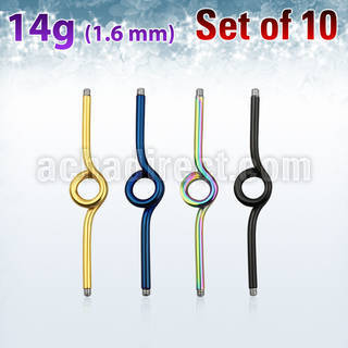xintb14g pack 10 barras barbell industrial loop con aro acero 316l anodizado rosca mayorista
