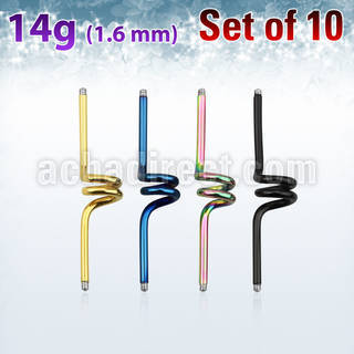 xintc14g pack 10 barras barbells industriales espiral acero 316l anodizado rosca distribuidor