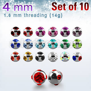 xmjb4 pack of 4mm high polished 316l steel balls with crystals