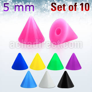 xsacn5 set 10 conos acrilicos colores solidos 5mm rosca al por mayor