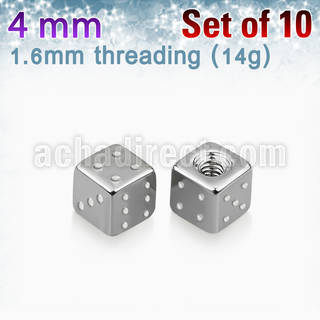 xsdi4 pack 10 dados acero quirurgico brillo espejo 4mm rosca venta
