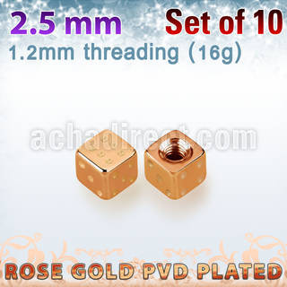 xsditt25 pack 10 dados acero 316l pvd oro rosa 2 5mm rosca distribuidor mayorista
