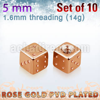 xsditt5 pack 10 dados acero 316l pvd oro rosa 5mm rosca distribuidor mayorista