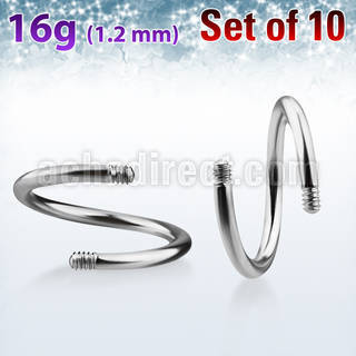 xsp16g pack 10 barras barbells espiral acero 316l brillo espejo rosca venta