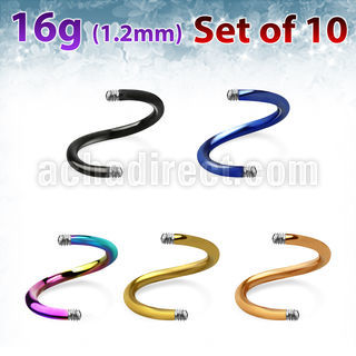 xtsp16g pack of 10 pcs of anodized surgical steel spiral post