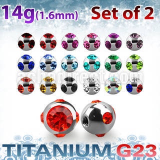 xumjb6 pack 2 bolas multi joya titanio g23 brillo espejo 6mm rosca distribuidor