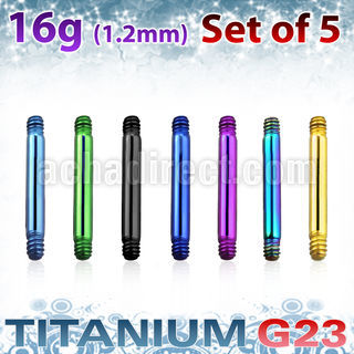 xutbb16 5mm anodized titanium g23 barbells post 1 2mm thread
