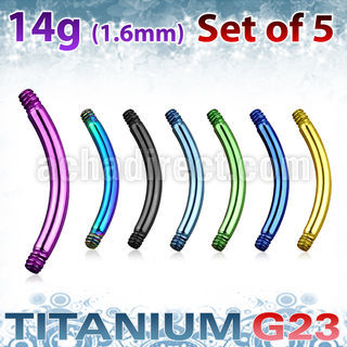 xutbn14 set of anodized titanium g23 belly banana post