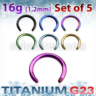 xutcb16 set of 5mm anodized titanium g23 circular barbell post