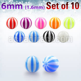 xuvbe6 set 10 bolas acrilico uv pelota playa 6mm rosca distribuidor