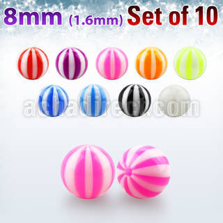 xuvbe8 set 10 bolas acrilico uv pelota playa 8mm rosca mayorista