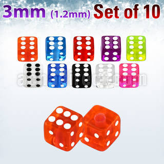 xuvdi3 set 10 dados acrilico uv 3mm rosca distribuidor