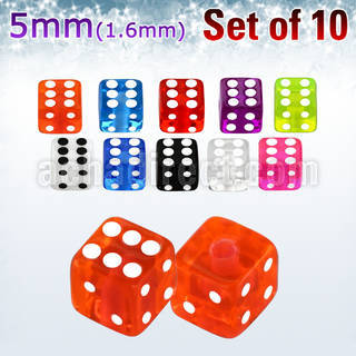 xuvdi5 set 10 dados acrilico uv 5mm rosca distribuidor