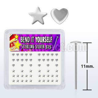 yxvhs caja display piercing nariz doblar tu mismo plata esterlina 925 0 6mm corazon estrella distribuidor mayorista