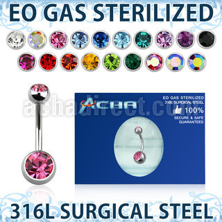 zbn2cg sterilized 316l steel belly banana w 8 5mm jewel ball