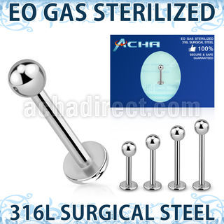 zlbb3 eo gas sterilized 316l steel labret with a 3mm ball
