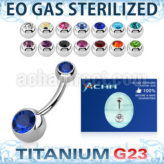 zubn2cg sterilized titanium g23 belly banana w 85mm jewel ball