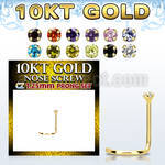 10kt gold nose screw w tiny 1.25mm round color cz stone