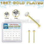 18bxbmc8 18k gold plated silver nose bones 22g clear 52