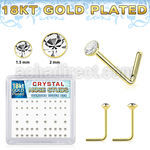 18bxsmc8 18k gold plated silver nose studs 22g clear 52