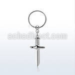 316l steel ball closure ring, 16g w a dangling dagger