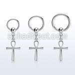 316l steel ball closure ring 14g w a dangling ankh cross 