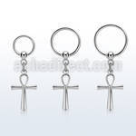 316l steel ball closure ring 16g w a dangling ankh cross 