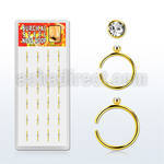 BXNRT2 display 316l nose rings hoop with clear crystal ball