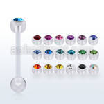 abbajb5 acrylic tongue barbell w 5mm bezel set crystal top ball