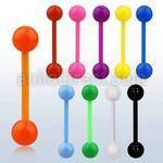 abbsa flexible acrylic tongue barbell with 6mm colored balls
