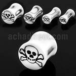 acpb acrylic double flared plug with skull pattern