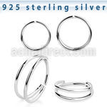 agsee 925 sterling silver seamless nose ring 20g double ring