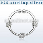 agsep12g silver fake septum ring w three ropes
