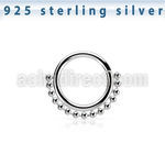 agspv16 silver seamless septum ring 16g small beads
