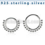 agspv18 silver seamless septum ring 18g small beads