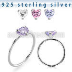 agzhm22 silver seamless nose ring 22g heart color cz