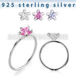 agzsm22 silver seamless nose ring 22g star color cz