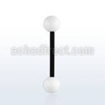 akbbw6 flexible acrylic tongue barbell with 6mm white balls