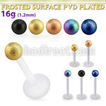 albfot3 bio  flex labret w 3mm plated frosted steel ball