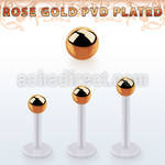 albttb3 bio  flex labret w 3mm rose gold pvd plated steel ball