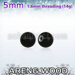 arball5 5mm areng wood ball with a 316l steel 1.6mm threading